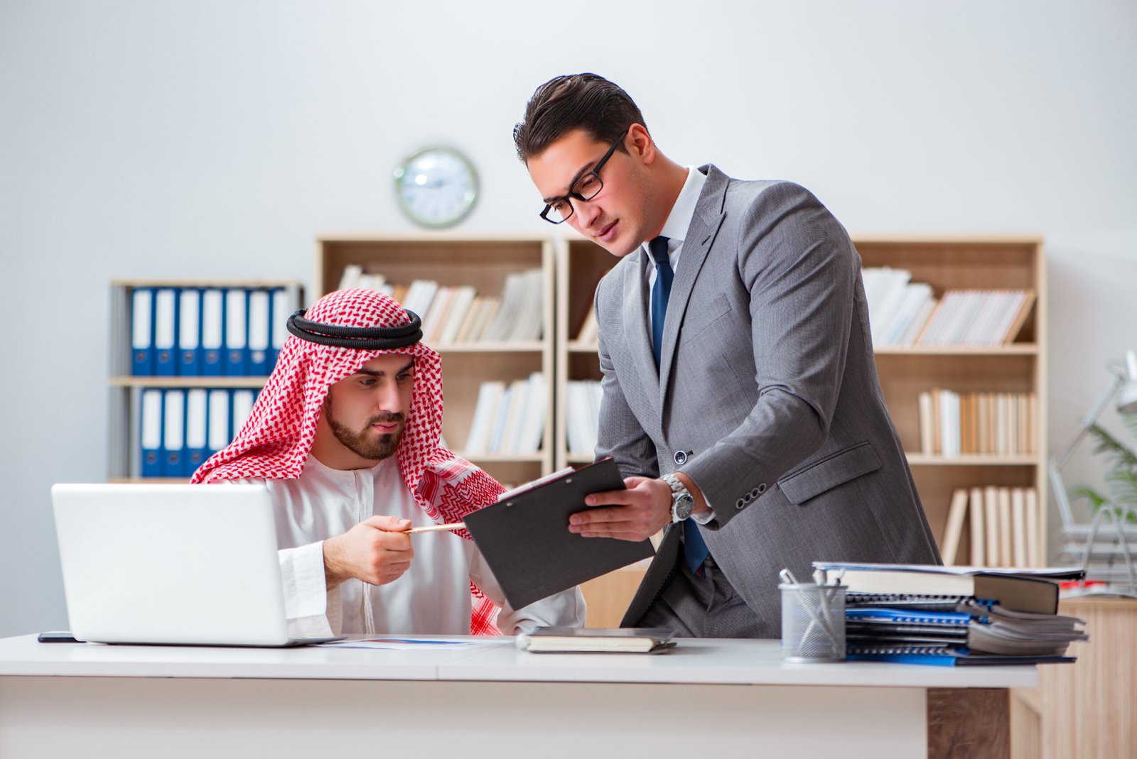 Diverse business concept with arab businessman